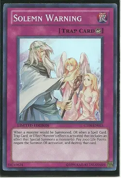YuGiOh CT08-EN015 Solemn Warning Super Rare Card - Image 1