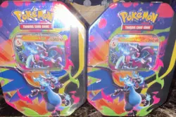 Pokemon TCG Mega Charizard X-EX Tin Lot (2) 5 Packs Each English Promo Holo - Image 1