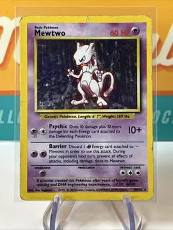 Mewtwo #10 Holo Rare Pokemon TCG WoTC 1999 Base Set Unlimited DMG - Image 3