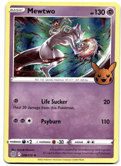 Mewtwo 056/172 Pokemon TCG Sword & Shield Trick or Trade Booster Holo MINT NM - Image 1
