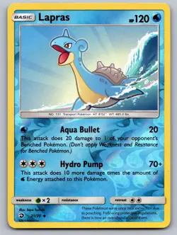 Lapras 21/70 Dragon Majesty Pokemon Reverse Holo Moderately Played - Image 1
