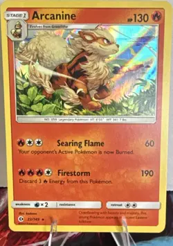 Pokemon TCG Arcanine Sun & Moon Rare Holo Stage 1 22/149 HP130 English 2017 - Image 1