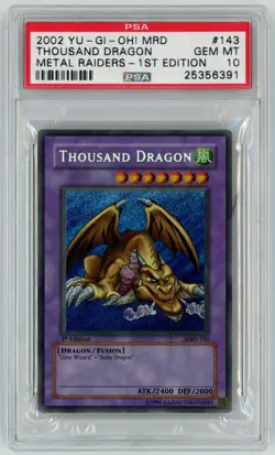 2002 1ST EDITION THOUSAND DRAGON PSA 10 MRD-143 METAL RAIDERS YU-GI-OH! - Image 1