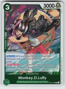 Monkey.D.Luffy OP14-034 Rare The Azure Sea's Seven One Piece Foil Near Mint - Image 1
