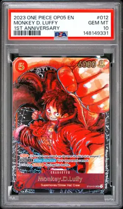 One Piece Monkey D Luffy 1st Anniversary OP05-012 PSA 10 Gem Mint - Image 1