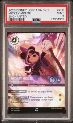 2023 DISNEY LORCANA EN 1-THE FIRST CHAPTER MICKEY MOUSE - WAYWARD SORCERER PSA 9 - Image 1