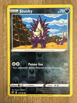 Stunky Reverse Holo 114/192 Rebel Clash - NM Pokemon - Image 1