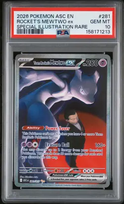 2026 POKEMON ASC EN-ASCENDED HEROES #281 TEAM ROCKET'S MEWTWO EX PSA 10 - Image 1