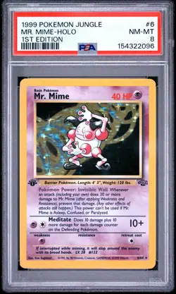 1999 POKEMON JUNGLE 1ST EDITION #6 MR. MIME-HOLO PSA 8 - Image 1