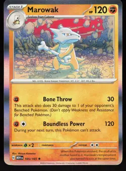 Marowak 105/165 Rare 151 Pokemon Holo Near Mint - Image 1