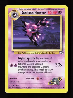 Sabrina's Haunter 58/132 Uncommon Gym Heroes Pokemon Unlimited Moderately Played - Image 1