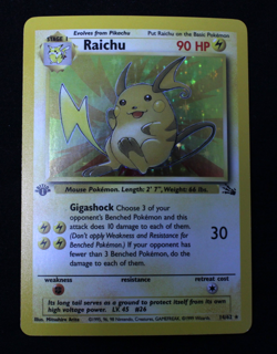 Pokemon Raichu 14/62 Fossil 1st Edition Holo Rare - Image 1