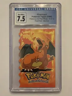 1999 Topps Pokemon The First Movie Charizard Die Cut CGC 7.5 Blue Logo - Image 1