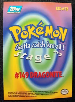 Topps Pokemon First Movie Rainbow Holo Foil E12 Dragonite First Print Blue Logo - Image 2