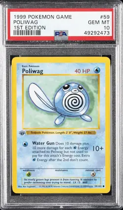 1999 POKEMON GAME 1ST EDITION #59 POLIWAG PSA 10 - Image 1