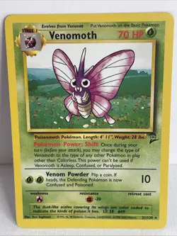 Pokemon TCG - VENOMOTH #31 - RARE - UNLIMITED - WOTC - BASE SET 2 (2000) - LP/NM - Image 1