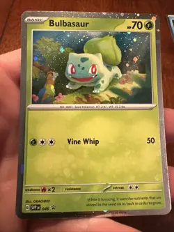 Pokemon Scarlet & Violet 151 Bulbasaur SVP 046 Cosmos Holo Black Star Promo NM - Image 1