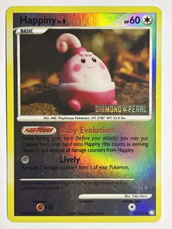 2007 Pokemon Happiny 52/123 - Diamond & Pearl Burger King Promo - Reverse Holo - Image 1