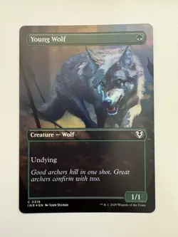 Young Wolf Foil Borderless MTG Magic the Gathering Card NM Near Mint INR - Image 1