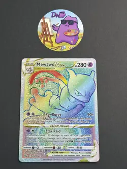 Pokemon TCG Mewtwo Vstar 079/078 - Go Vstar Rare Rainbow Card NM - Image 1