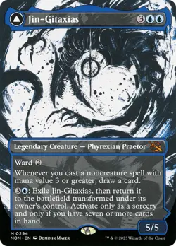Jin-Gitaxias // The Great Synthesis (MOM-294) - mythic: (Showcase) (Borderless) - Image 2