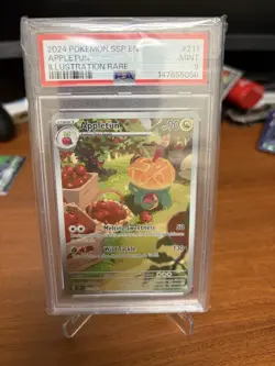 2024 Pokemon SV08 Surging Sparks Appletun 211/191 Illustration Rare Holo PSA 9 - Image 1