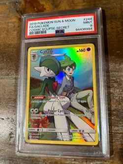 Pokemon 2019 Cosmic Eclipse Secret Rare Full Art GALLADE #244 PSA 9 - Image 1