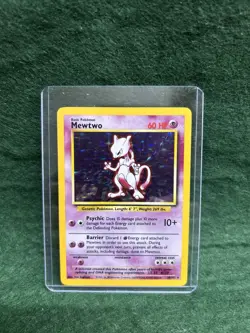 Pokemon Mewtwo 10/102 Base Set Holo Rare Unlimited 60 HP English 1999 WOTC LP - Image 1