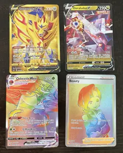 Pokemon TCG Lot x4 Zamazenta V Duraludon V Orbeetle VMAX Beauty Holo Cards - Image 1