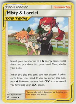 Misty & Lorelei 199/236 Uncommon Cosmic Eclipse Pokemon Lightly Played - Image 1