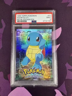 Pokemon Topps Squirtle Movie Edition Rainbow Foil #E7 PSA 9 First Print Blue - Image 1