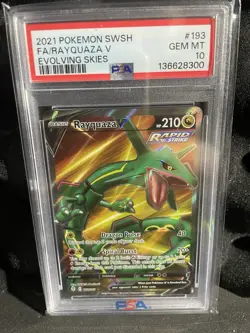 The Pokemon Company 2021 Evolving Skies Rayquaza V 193/203 Full Art Holo PSA 10 - Image 3
