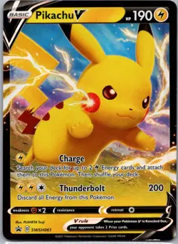 Pokemon TCG Pikachu V SWSH061 SWSH Black Star Promos Holo NM - Image 1