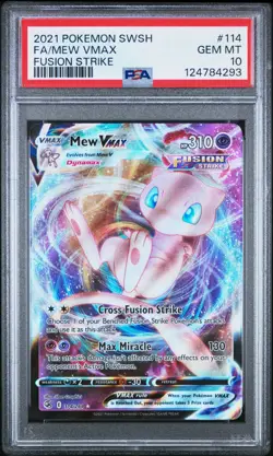 2021 POKEMON SWORD & SHIELD FUSION STRIKE #114 FULL ART/MEW VMAX PSA 10 - Image 1