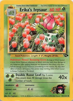 Erika's Ivysaur 41/132 Uncommon Gym Challenge Pokemon Unlimited Heavily Played - Image 1