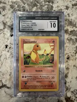 1999 Pokemon Base Set Charmander Shadowless 46/102 CGC 10 GEM MINT - Image 1