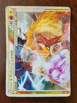 DMG! Entei & Raikou Legende 90/95 HGSS Dechainement Carte Pokemon FRENCH - Image 1
