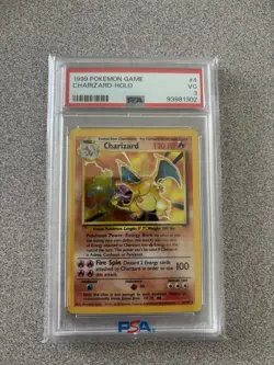 Pokemon TCG Charizard Base Set Holo Unlimited Rare Card 4/102 PSA VG 3 - Image 1