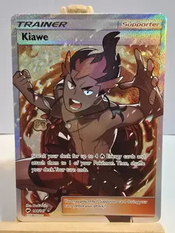POKEMON Kiawe Full Art Trainer 144/147 Burning Shadows NM Secret Rare - Image 1