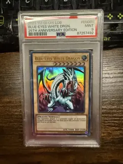 Yu-Gi-Oh Blue-Eyes White Dragon 25th Anniversary LOB-EN001 PSA 9 - Image 1