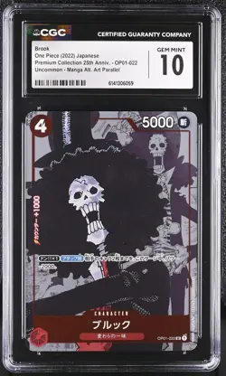 2022 ONE PIECE JPN PREMIUM COLL 25TH ANV MANGA ALT ART #OP01-022 BROOK CGC 10 - Image 1