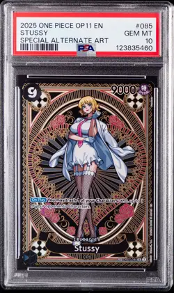 2025 ONE PIECE OP11-A FIST OF DIVINE SPEED SPECIAL ALTERNATE ART STUSSY PSA 10 - Image 1