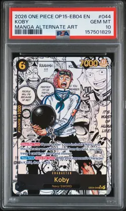 2026 ONE PIECE EN OP15-EB04 ADVENTURE ON KAMI'S ISLAND #044 KOBY MANGA PSA 10 - Image 1