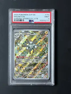 2024 POKEMON SVP SURGING SPARKS POKEMON CENTER ETB PROMO #159 MAGNETON PSA 9 - Image 1