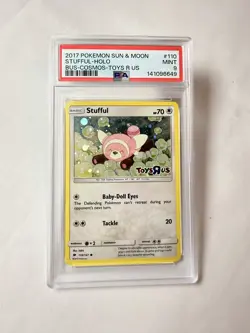 Pokemon Sun Moon Burning Shadows #110 Stufful Holo Cosmos Toys R Us Promo PSA 9 - Image 1
