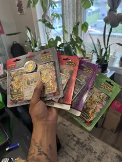 Pokemon TCG Ascended Heroes 2 Tech stickers and 2 Pack Blisters lot Larry Erika - Image 1