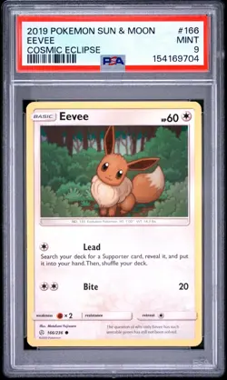 2019 Pokemon Sun & Moon Cosmic Eclipse Eevee #166 PSA 9 - Image 1