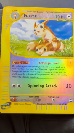 Furret 48/147 Aquapolis Reverse Holo 2003 Pokemon E-Reader Pack-Pulled WOTC-Era - Image 2