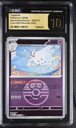 Pokemon Togekiss 082/217 Reverse Holo Ascended Heroes - CGC 10 PRISTINE - Image 1