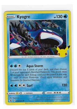 Kyogre 3/25 Rare Holo 25th Anniversary Celebrations Pokemon TCG - Image 1